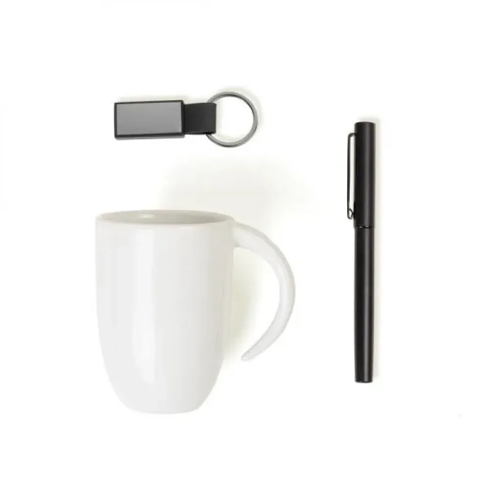 KIT CANECA, CANETA E CHAVEIRO - 3 PÇS