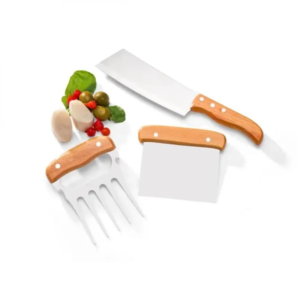 KIT COM CUTELO, GARFO E ESPÁTULA - 3 PÇS