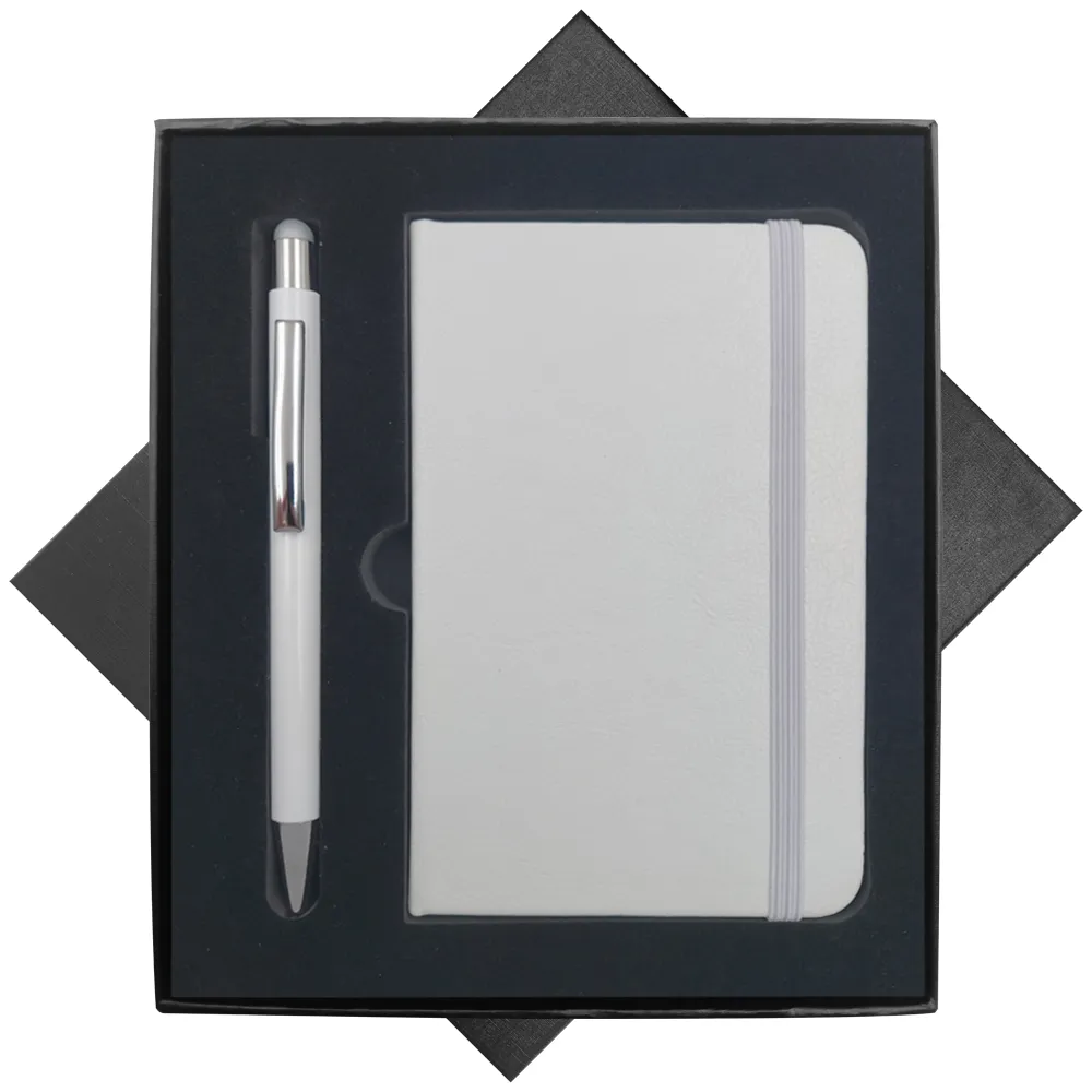 Kit Bloco de Anotações, Caneta e Caixa-A6-6+17020BWH+A6-BOX