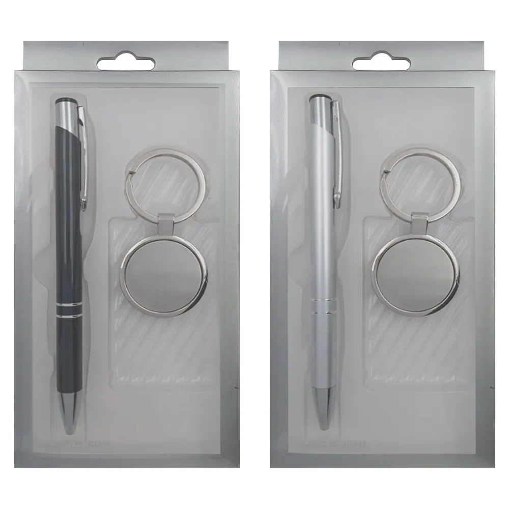 Kit Caneta E Chaveiro Em Alumínio -9997B+HJ1655+PVC2IN1