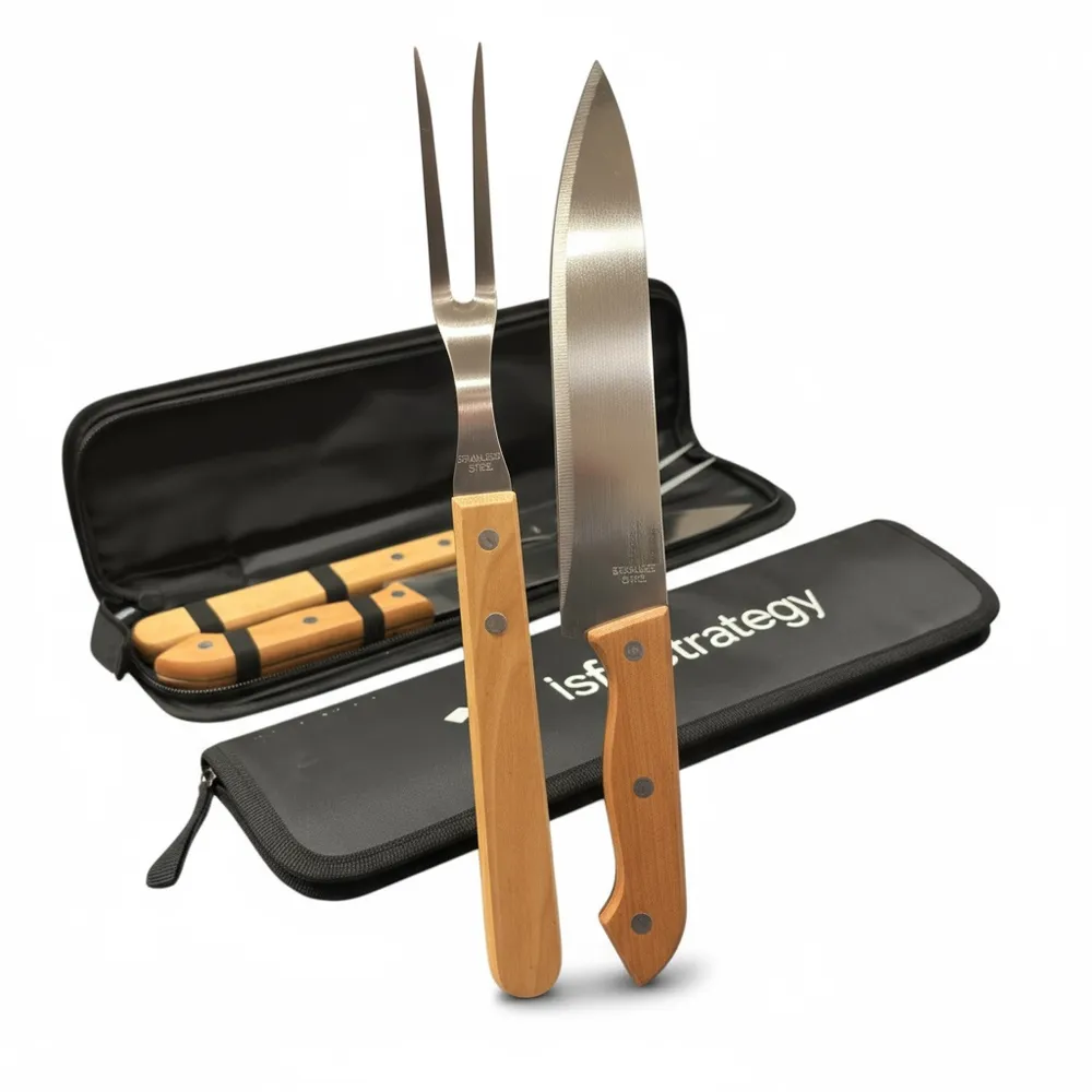Kit Churrasco 2 Peças – Personalizado com Estojo e Cabo de Madeira