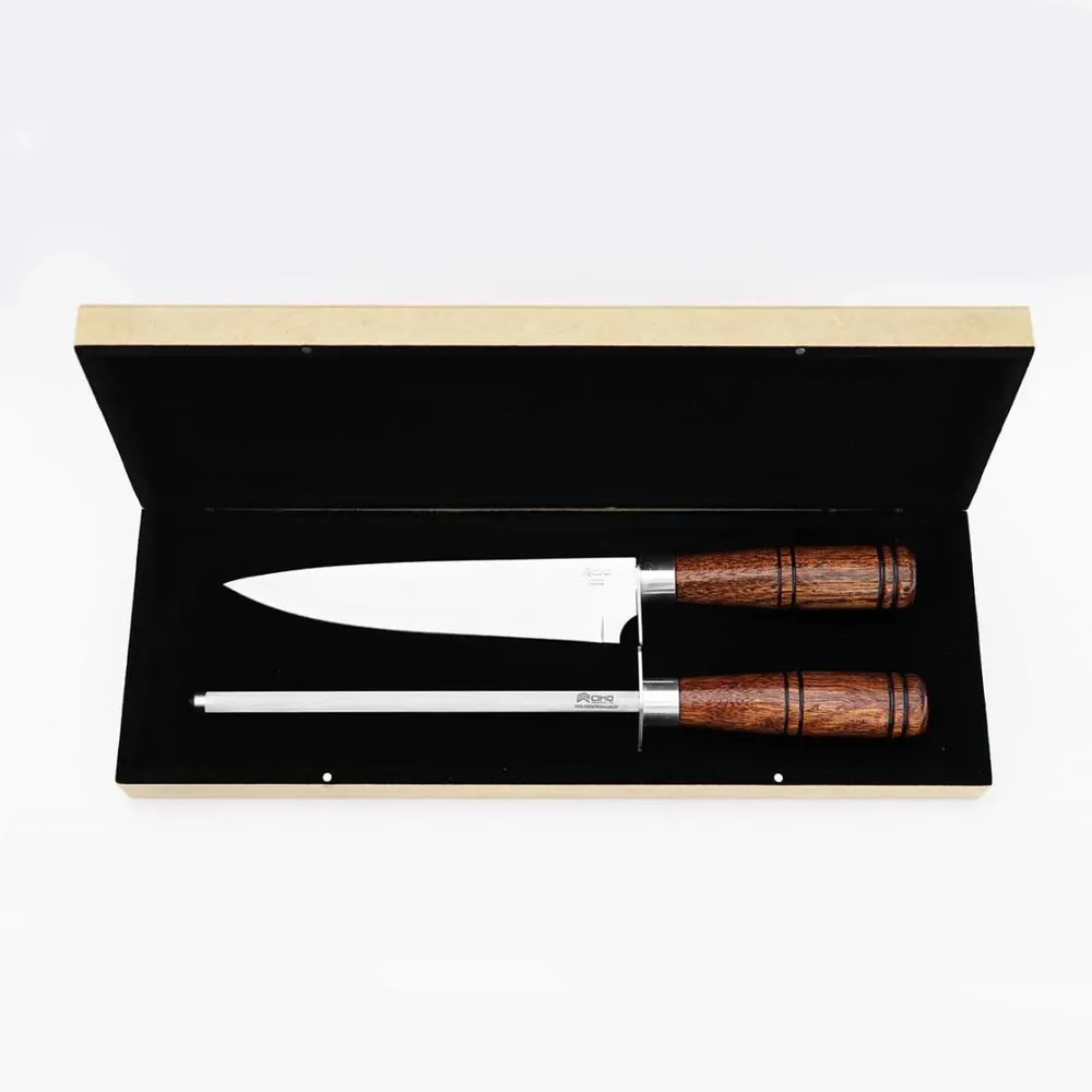 Kit Churrasco Chef - Faca Chef 8” e Chaira 2020/8 Com Estojo-FCCM2