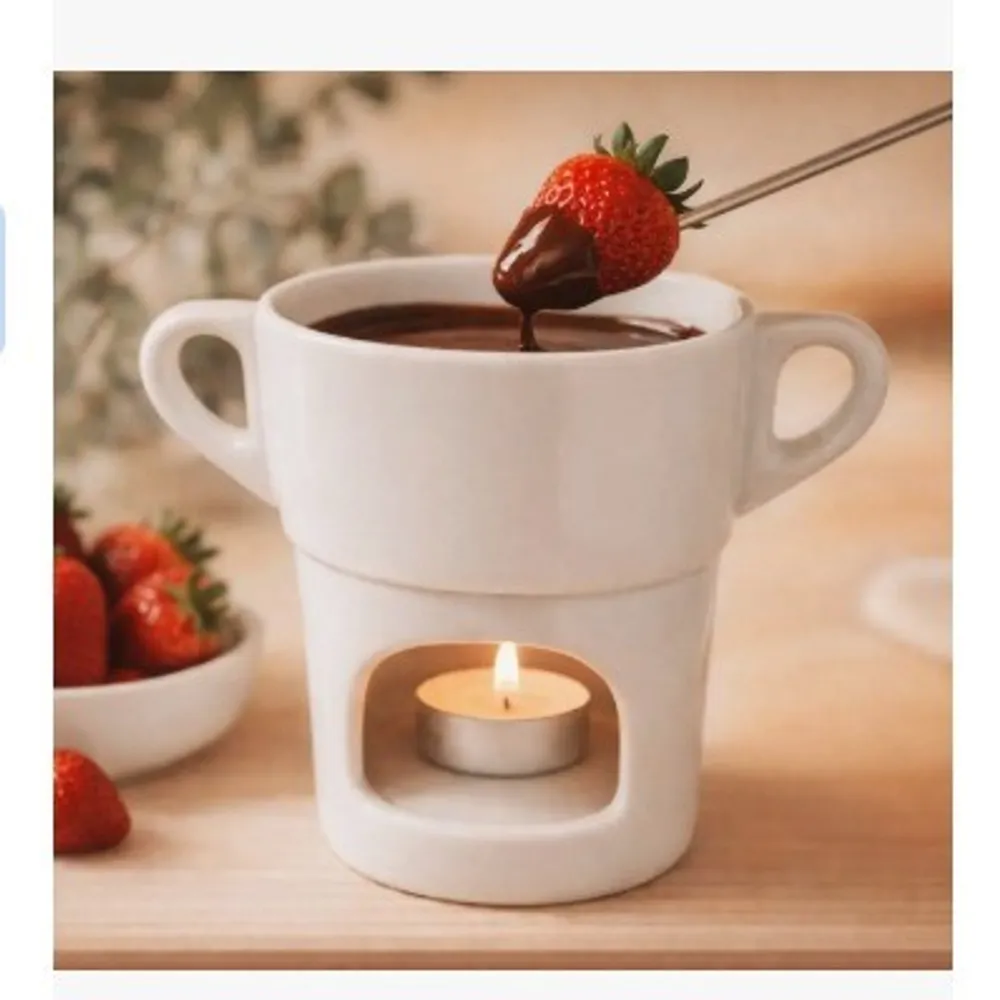 Kit Fondue + 2 Ramekin Porcelana Para Fondue-21112ML