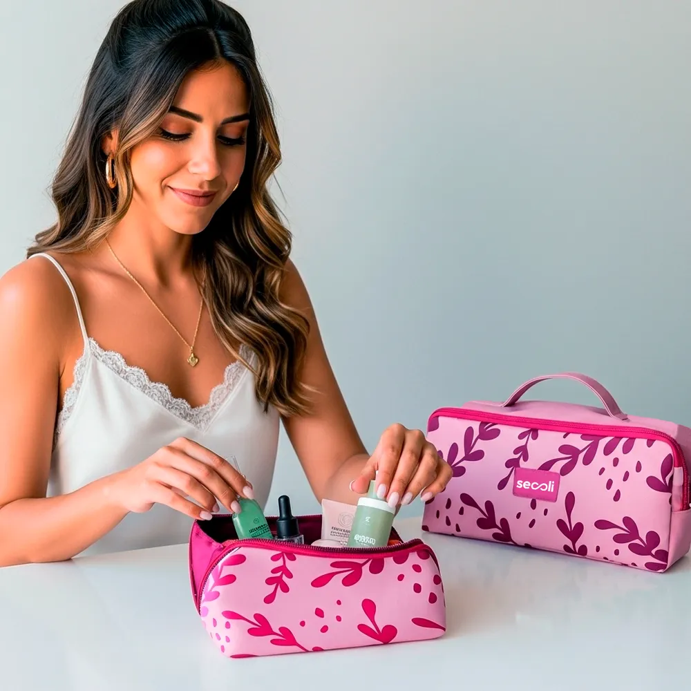 Kit Necessaire com Alça de Mão e Zíper (2 Peças)