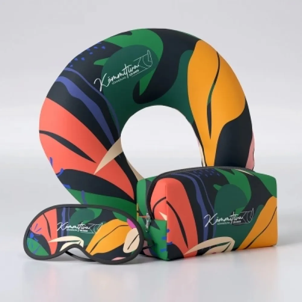 Kit Viagem Almofada Pescoço + Máscara + Necessaire