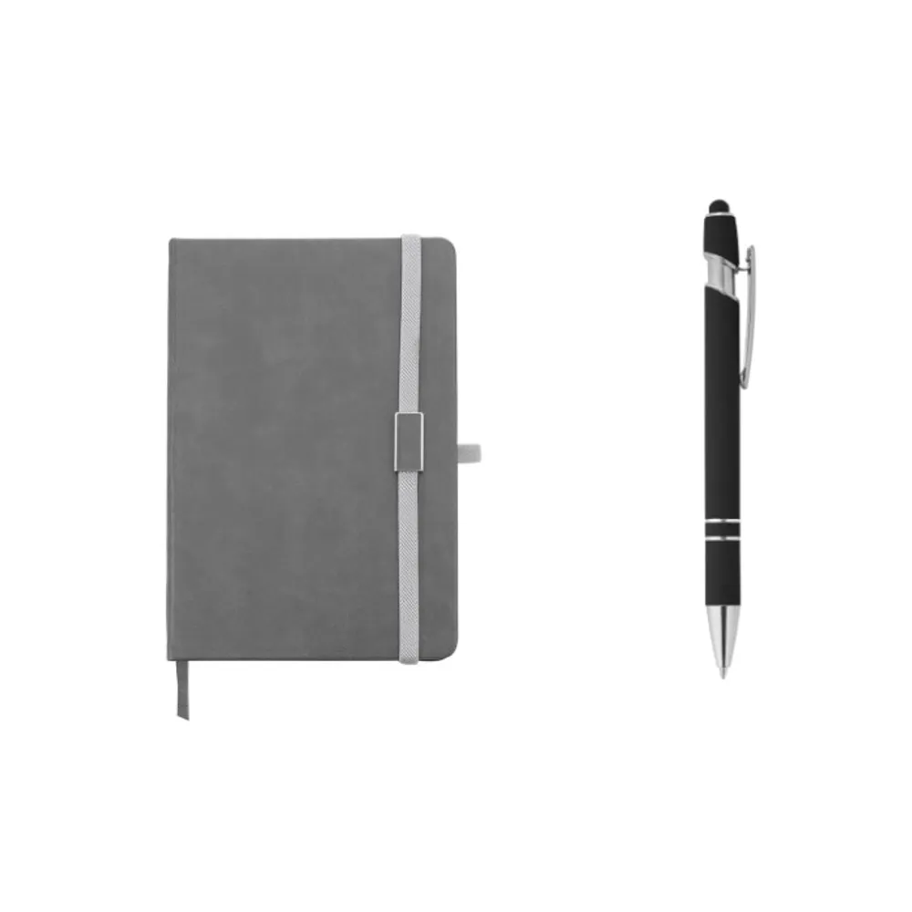 Kit caderneta emborrachada + caneta metal -22102
