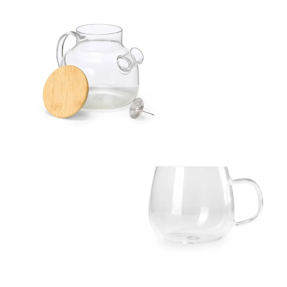 Kit chaleira + xicara vidro 350ml-08291/08294