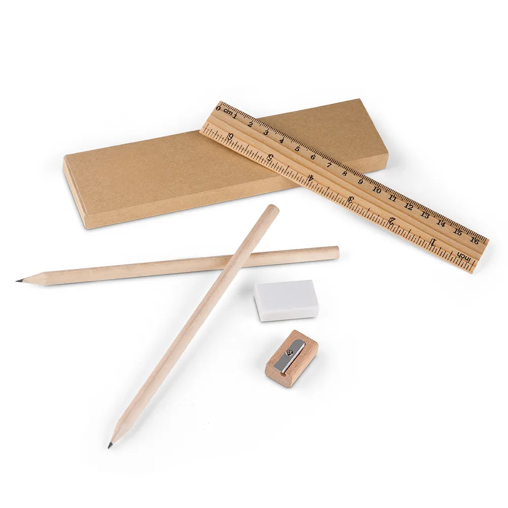 Kit régua, lapis, borracha e apontador-PO100