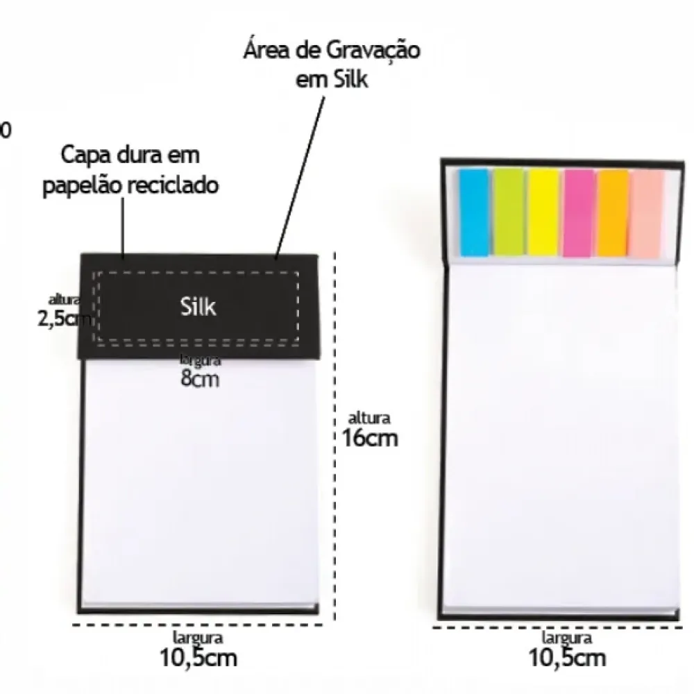 BLOCO DE ANOTAÇÕES COM CAPA DURA PRETA - 100 FLS.