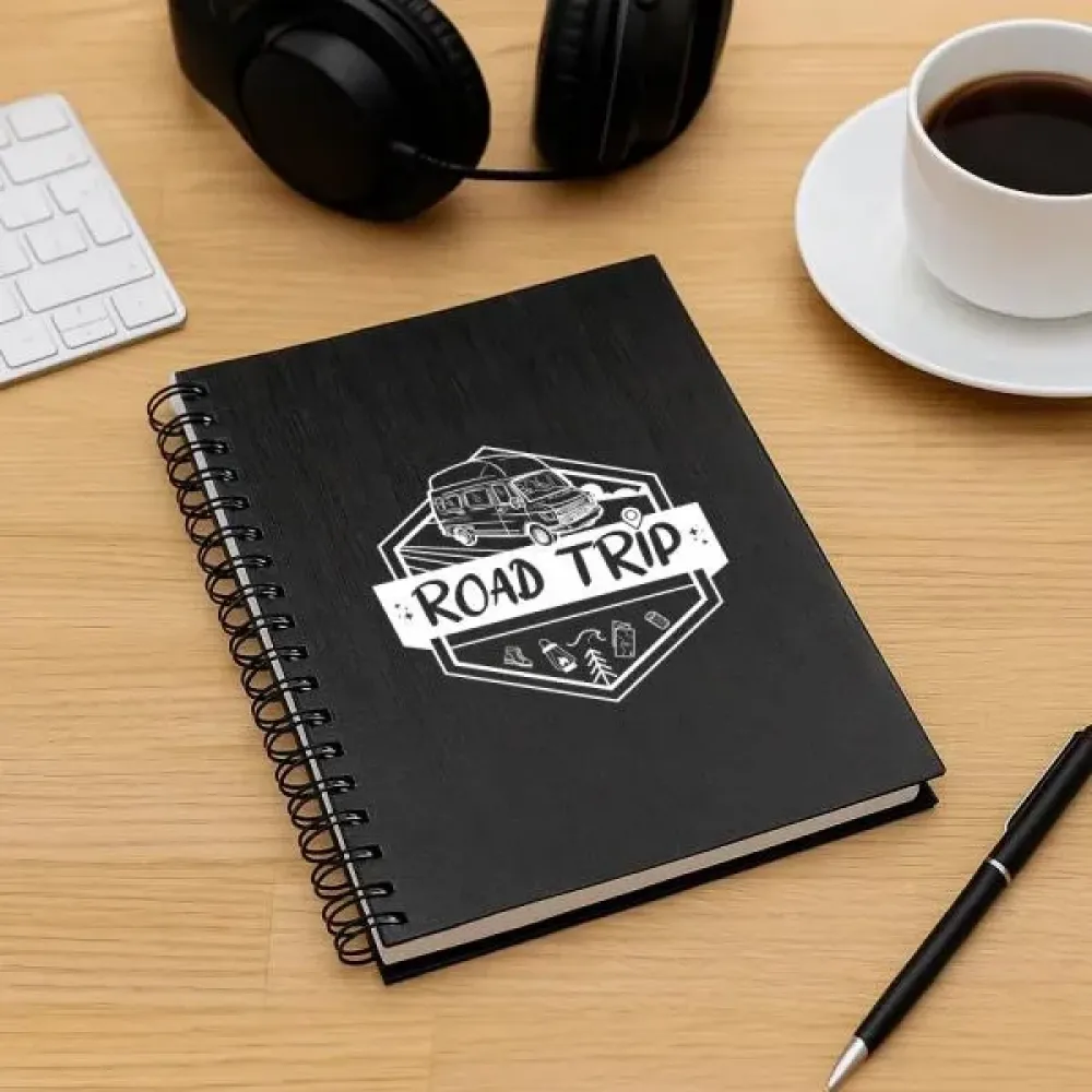 CADERNO PAUTADO COM WIRE-O - PRETO - 23,5X18CM - 100 FLS