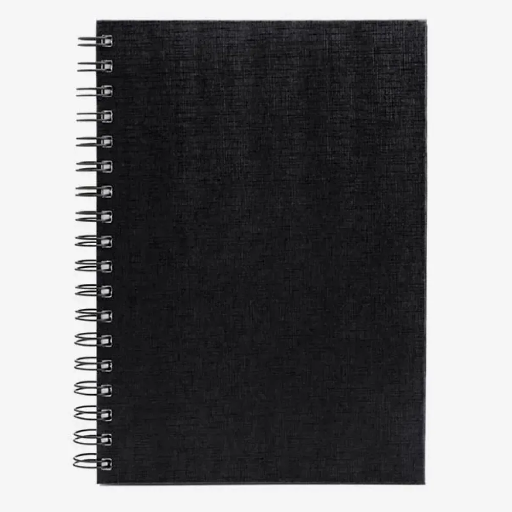 CADERNO PAUTADO COM WIRE-O - PRETO - 23,5X18CM - 100 FLS