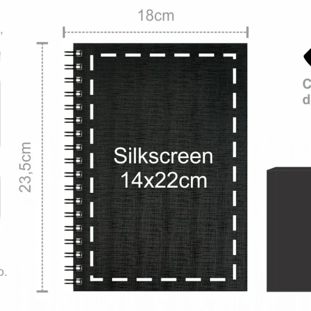CADERNO PAUTADO COM WIRE-O - PRETO - 23,5X18CM - 100 FLS