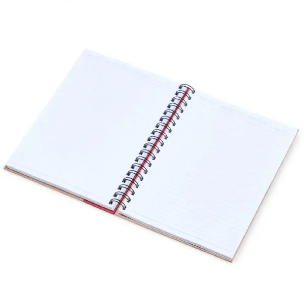 CADERNO PAUTADO COM WIRE-O - 23X18CM - BEGE/VERMELHO