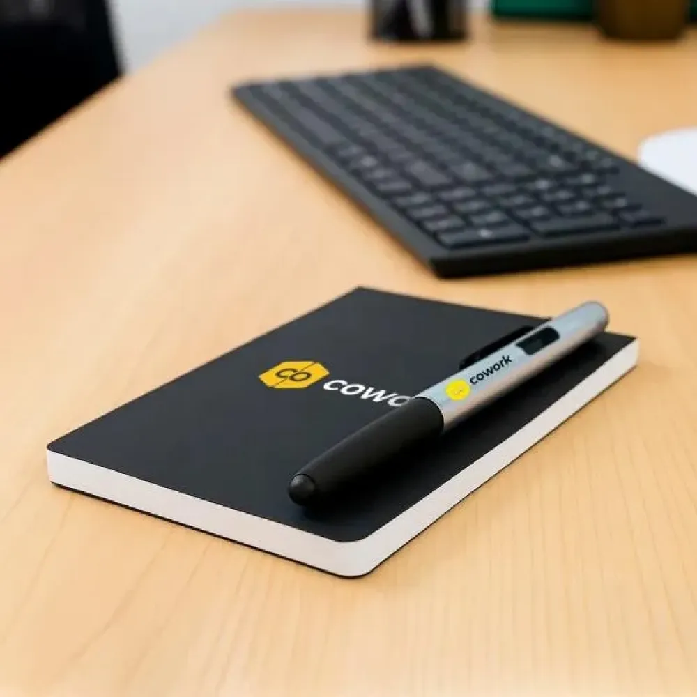 BLOCO PARA ANOTAÇÕES COM CANETA - PRETO/PRATA