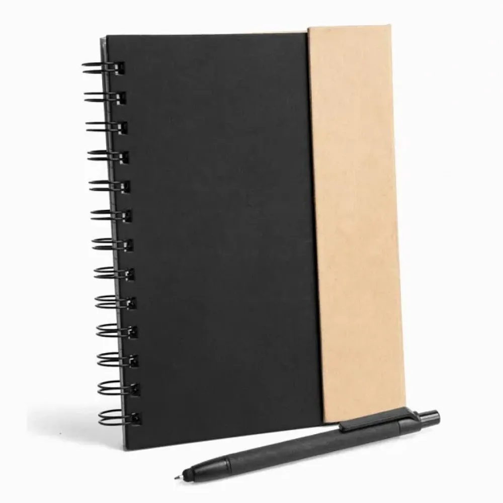 CADERNO ESPIRAL COM CAPA DURA PRETO / BEGE-LE-33101