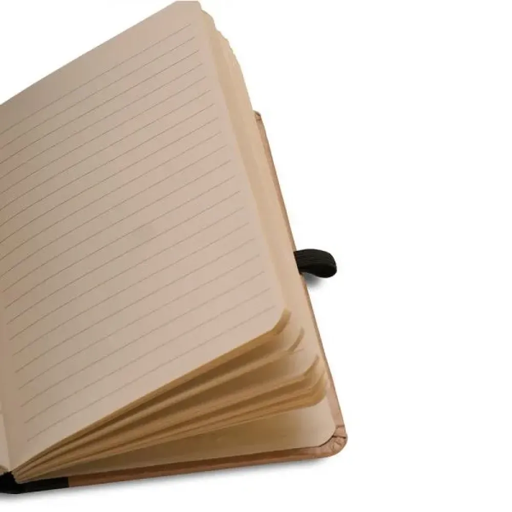 CADERNETA S/ PAUTA - 9,5X15,5 CM - BEGE/PRETO