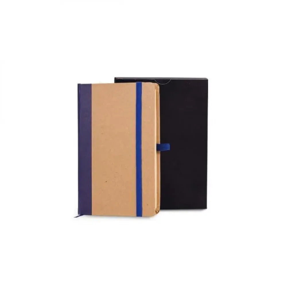 CADERNETA S/ PAUTA - 9,5X15,5 CM - BEGE/AZUL