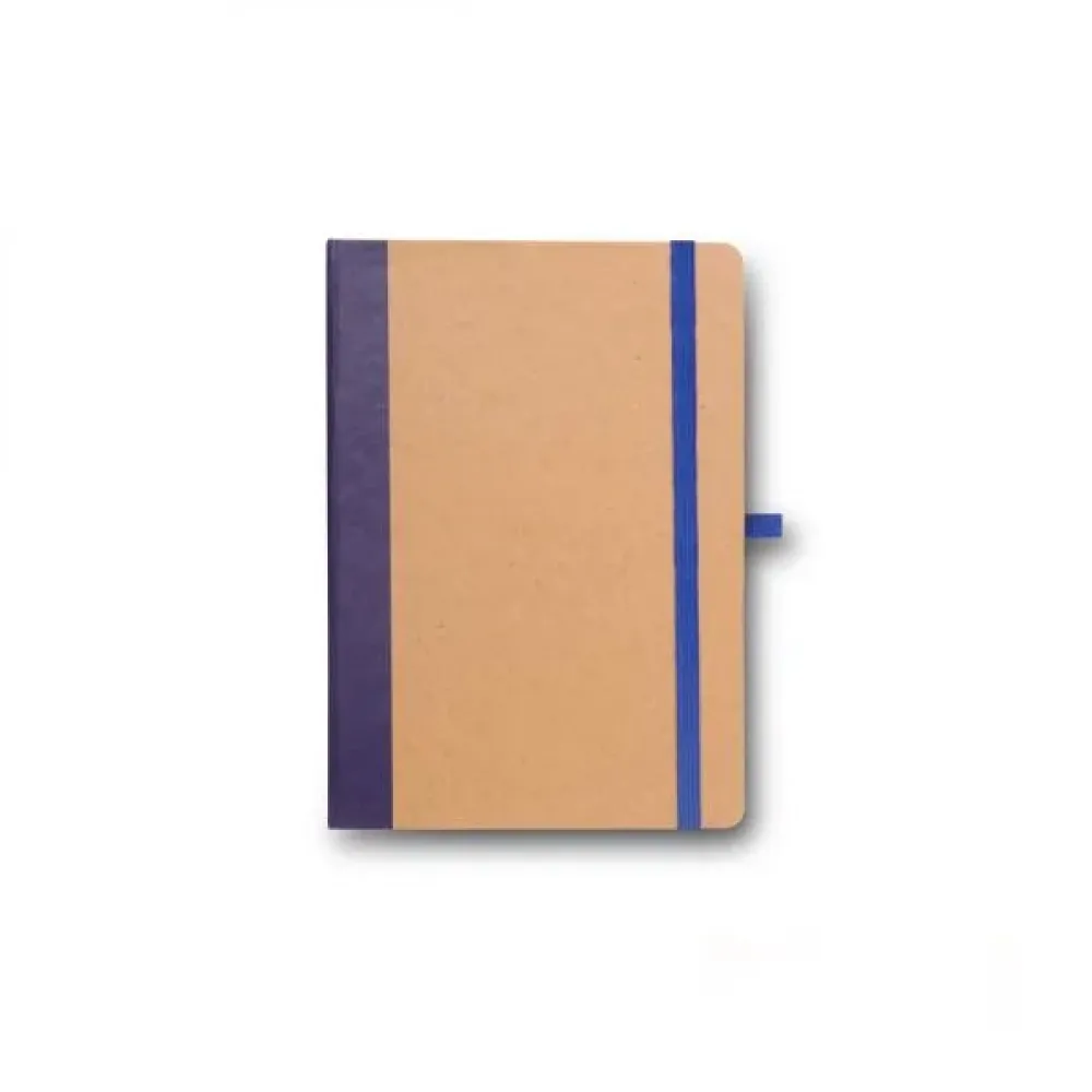 CADERNETA S/ PAUTA - 9,5X15,5 CM - BEGE/AZUL