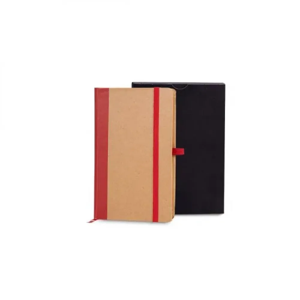 CADERNETA S/ PAUTA - 9,5X15,5 CM - BEGE/VERMELHO