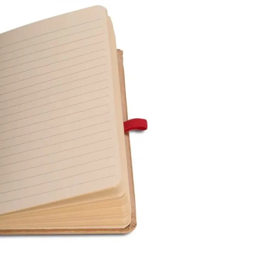 CADERNETA S/ PAUTA - 9,5X15,5 CM - BEGE/VERMELHO