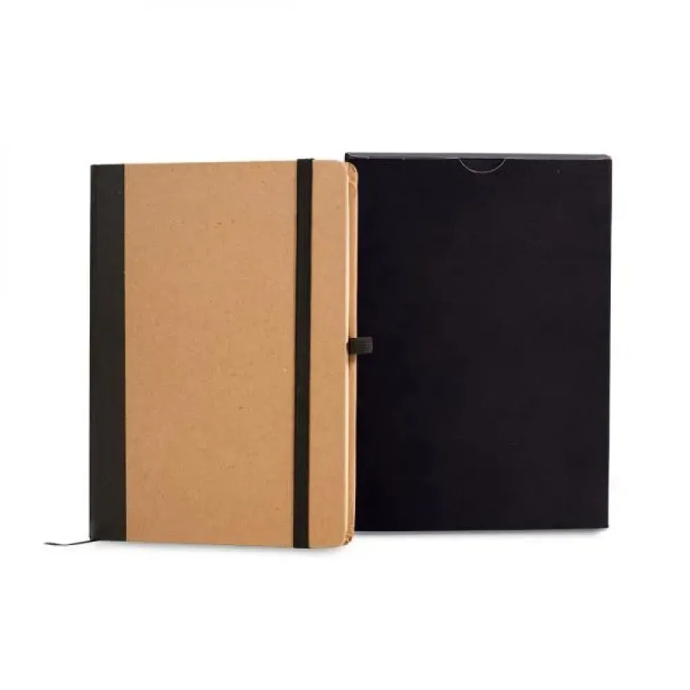 CADERNETA S/ PAUTA - 12,2X17CM - BEGE/PRETO-LE-34171