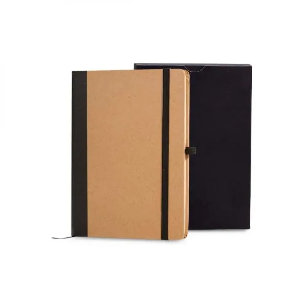 CADERNETA S/ PAUTA - 12,2X17CM - BEGE/PRETO