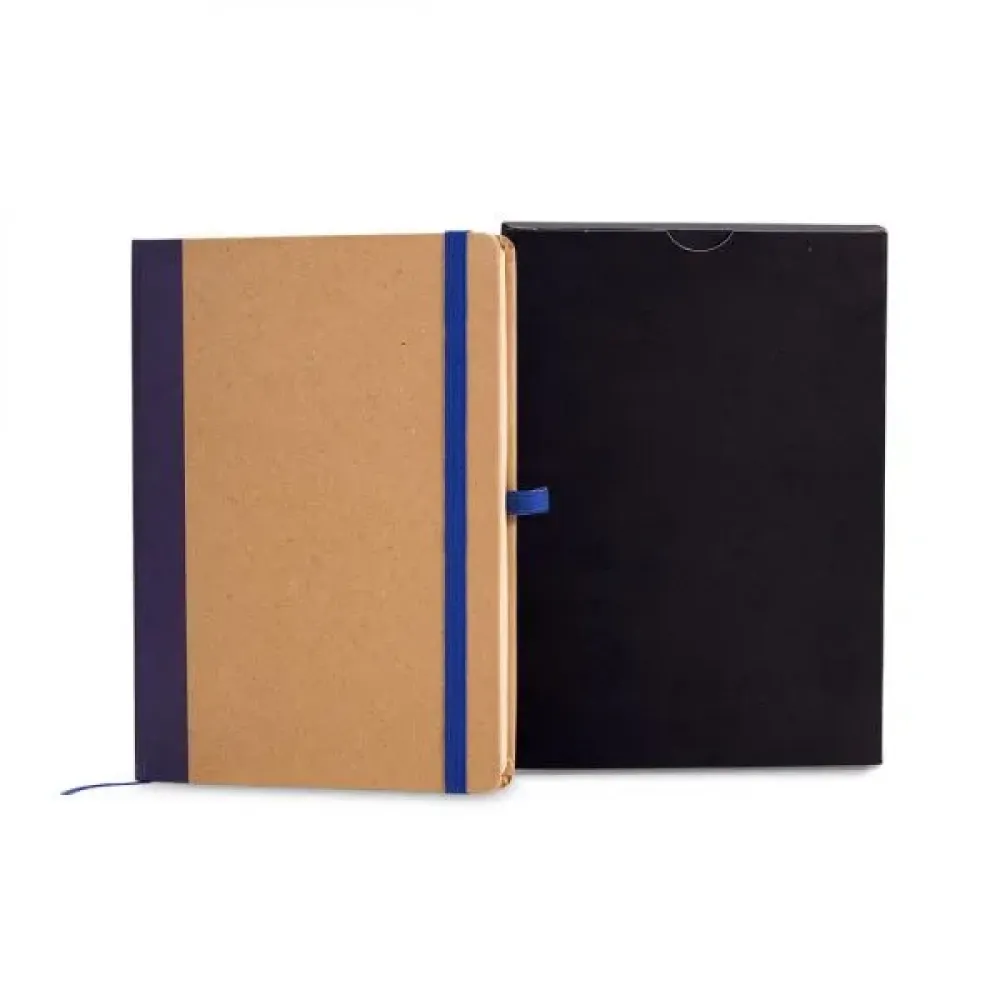 CADERNETA S/ PAUTA - 12,2X17CM - BEGE/AZUL-LE-34173