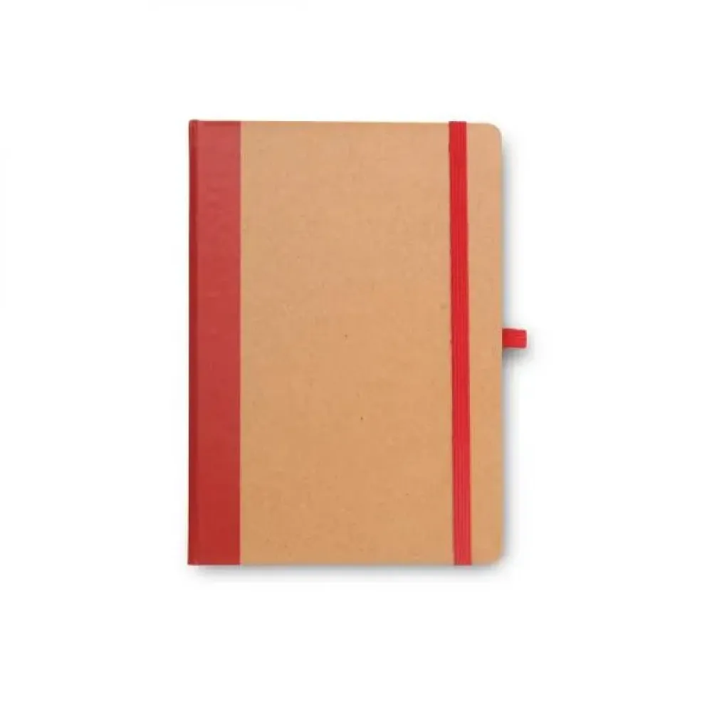 CADERNETA S/ PAUTA - 12,2X17CM - BEGE/VERMELHO