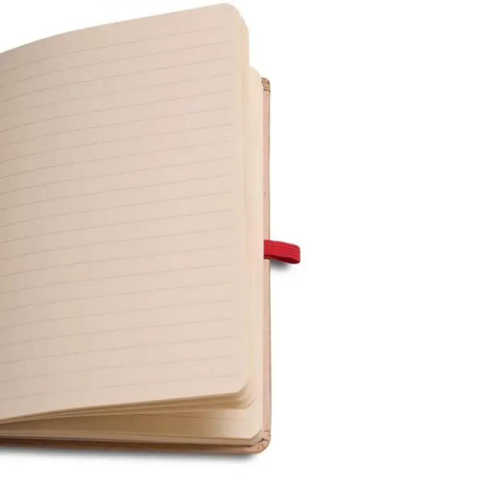 CADERNETA S/ PAUTA - 12,2X17CM - BEGE/VERMELHO