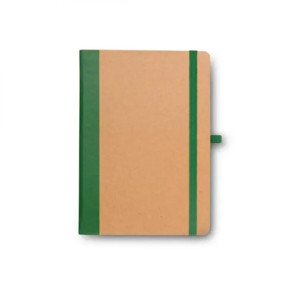 CADERNETA S/ PAUTA - 12,2X17CM - BEGE/VERDE