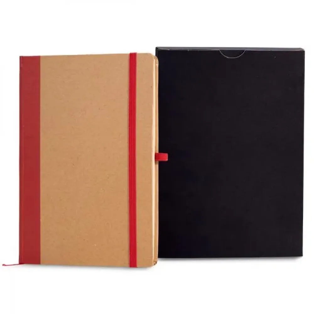 CADERNETA S/ PAUTA - 14X21CM - BEGE/VERMELHO-LE-34374