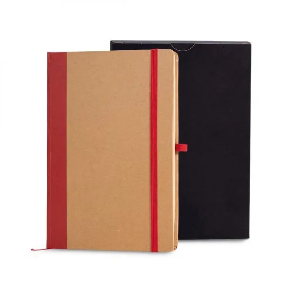 CADERNETA S/ PAUTA - 14X21CM - BEGE/VERMELHO