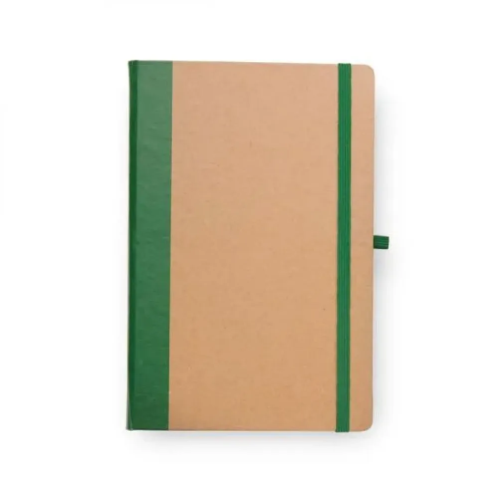 CADERNETA S/ PAUTA - 14X21CM - BEGE/VERDE