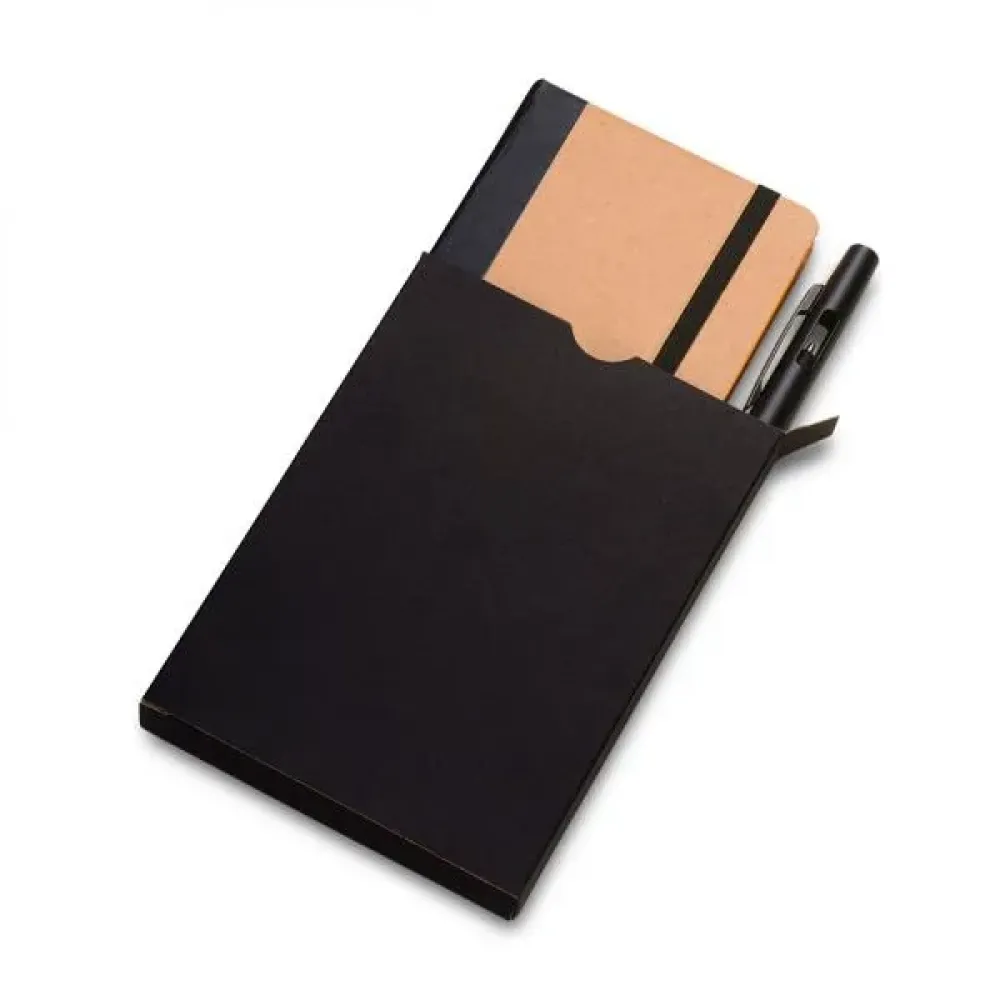 CADERNETA P/ ANOTAÇÕES COM CANETA - BEGE/PRETO