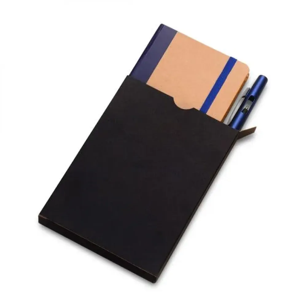 CADERNETA P/ ANOTAÇÕES COM CANETA - BEGE/AZUL