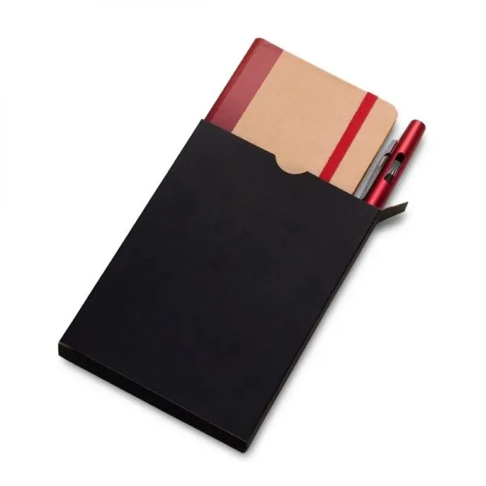 CADERNETA P/ ANOTAÇÕES COM CANETA - BEGE/VERMELHO