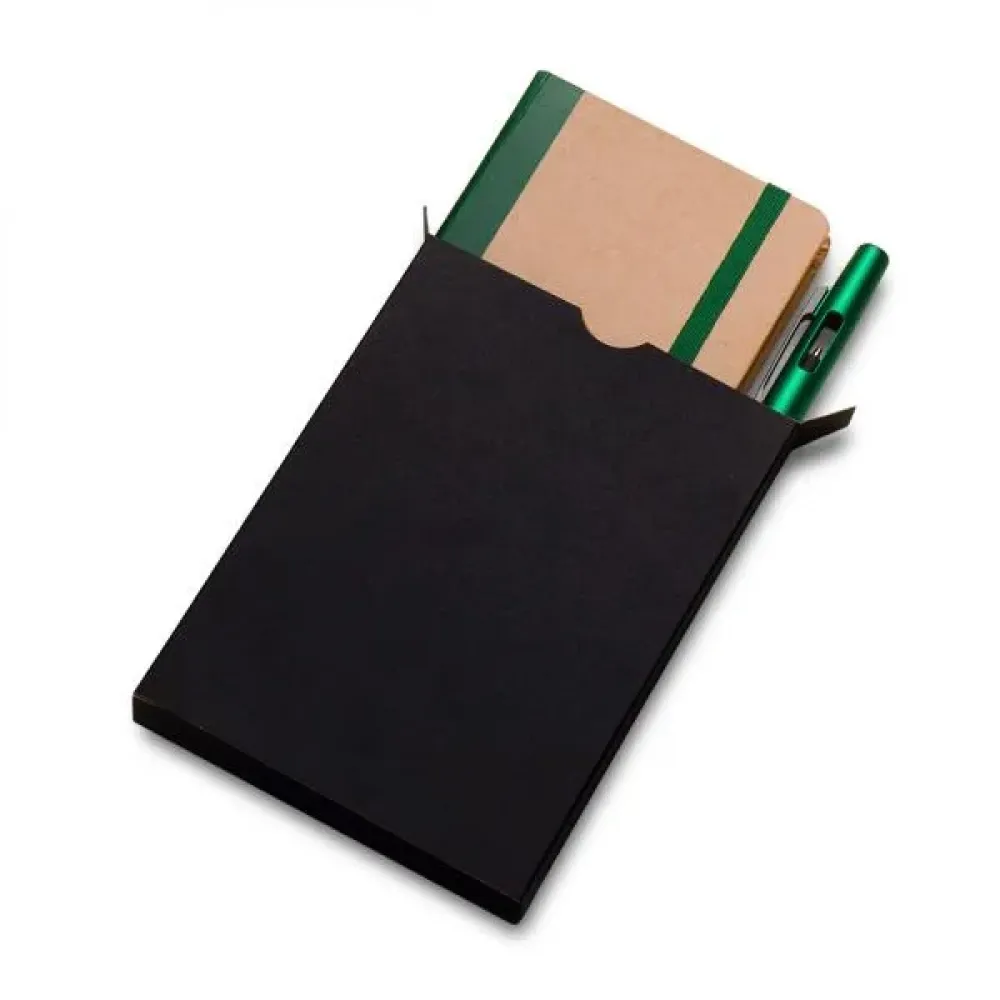 CADERNETA P/ ANOTAÇÕES COM CANETA - BEGE/VERDE