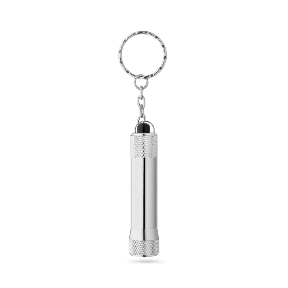 LERGAN. Chaveiro em alumínio com lanterna de 3 luzes LEDs