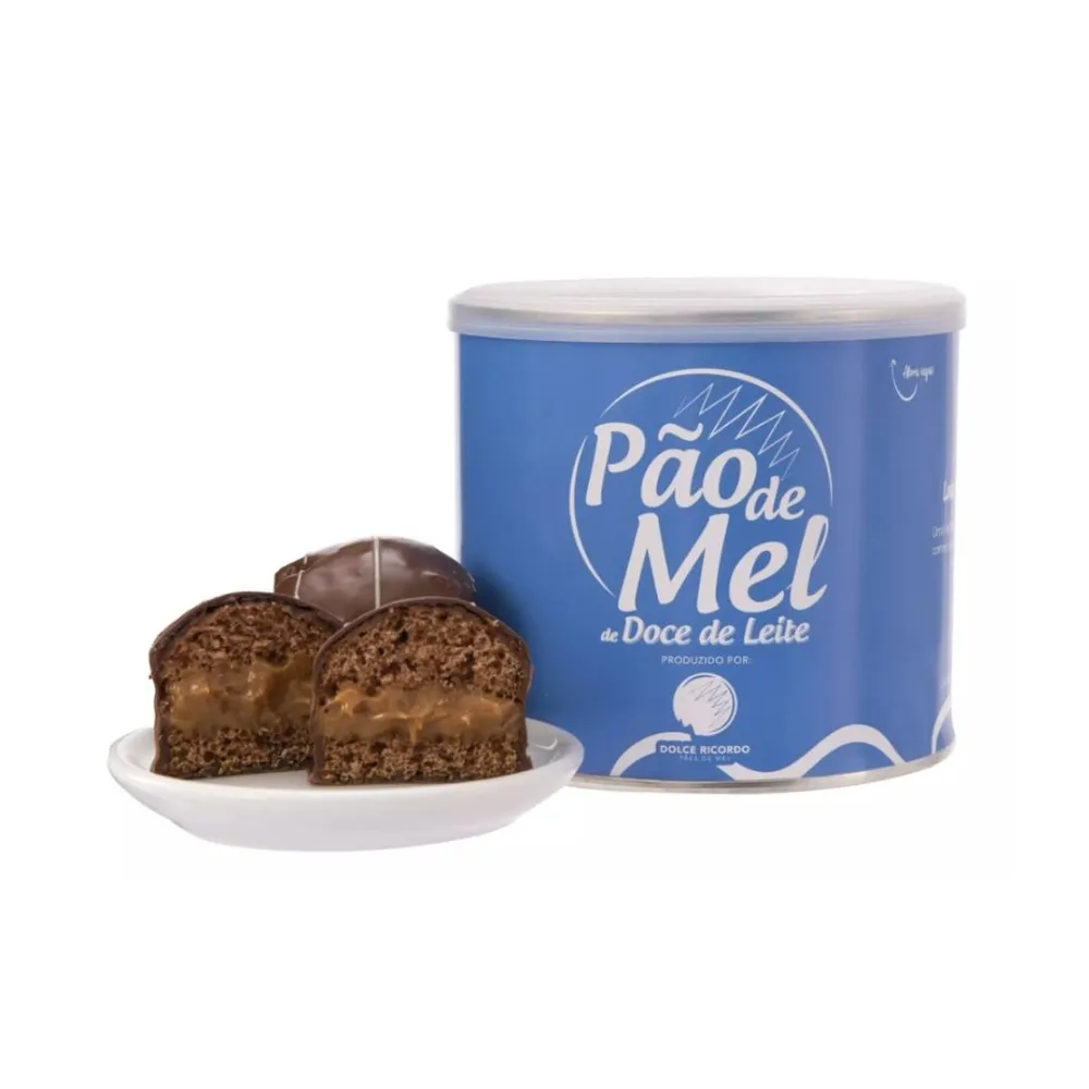 Latinha com minis pães de mel de doce de leite, 180g-MDL180