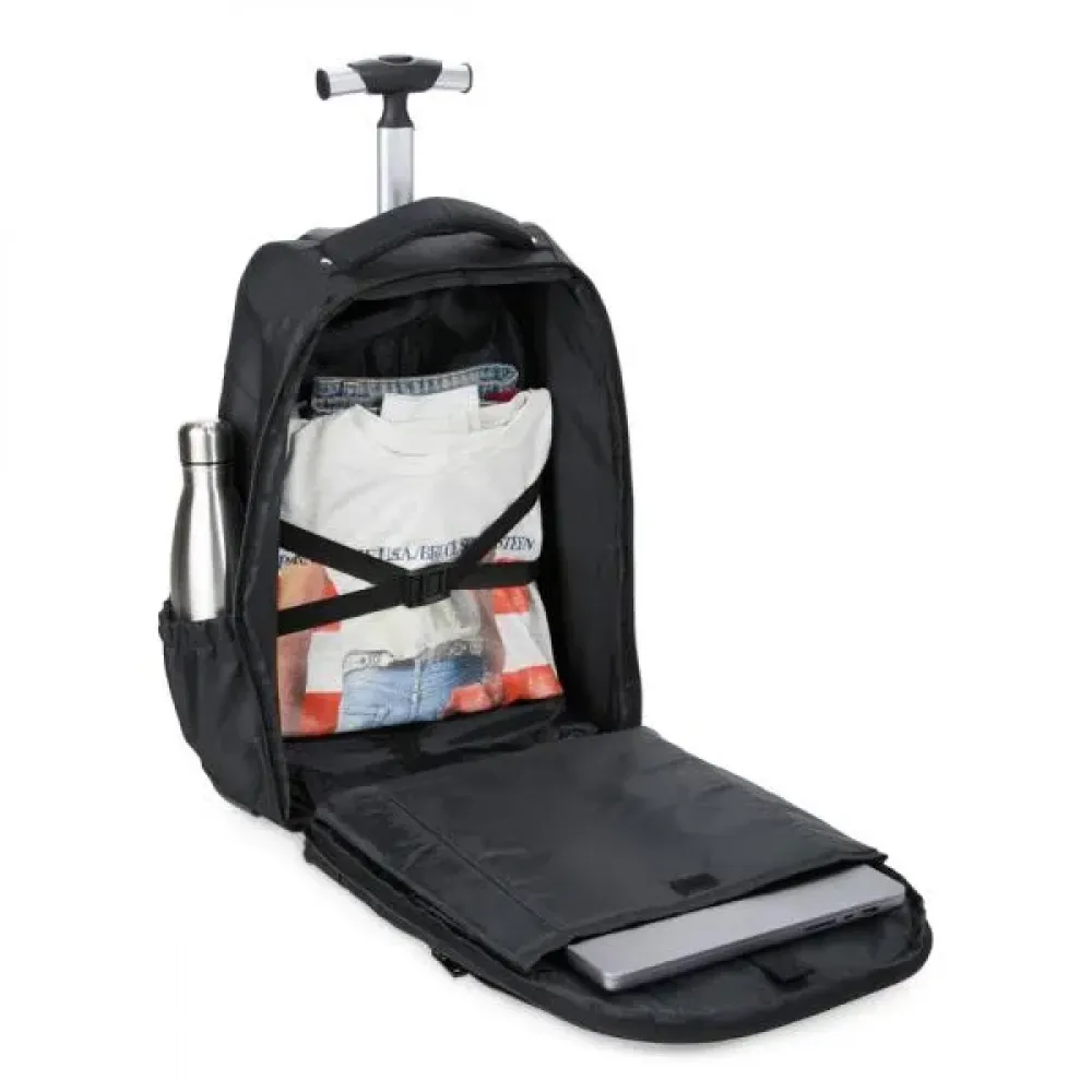 MOCHILA EM POLYESTER 600D COM RODINHA - 35L - PRETA