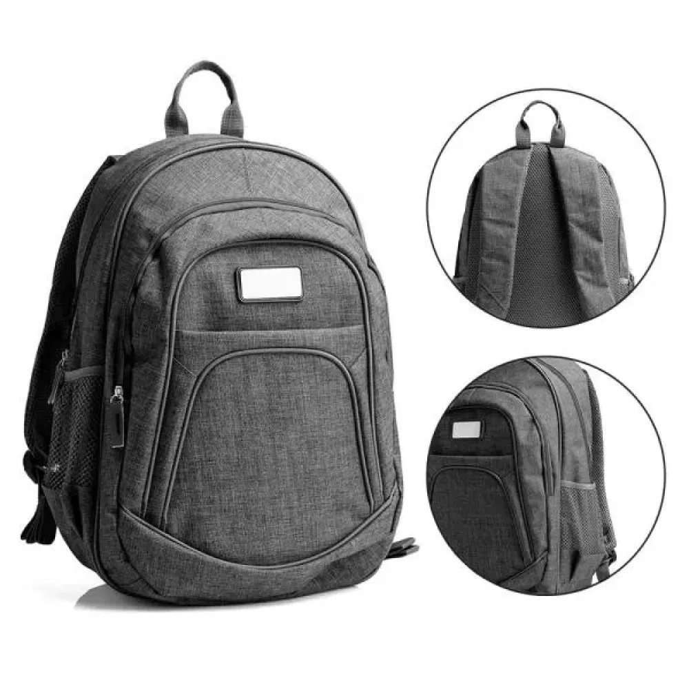 MOCHILA EM POLIÉSTER 300D - MELANGE CINZA