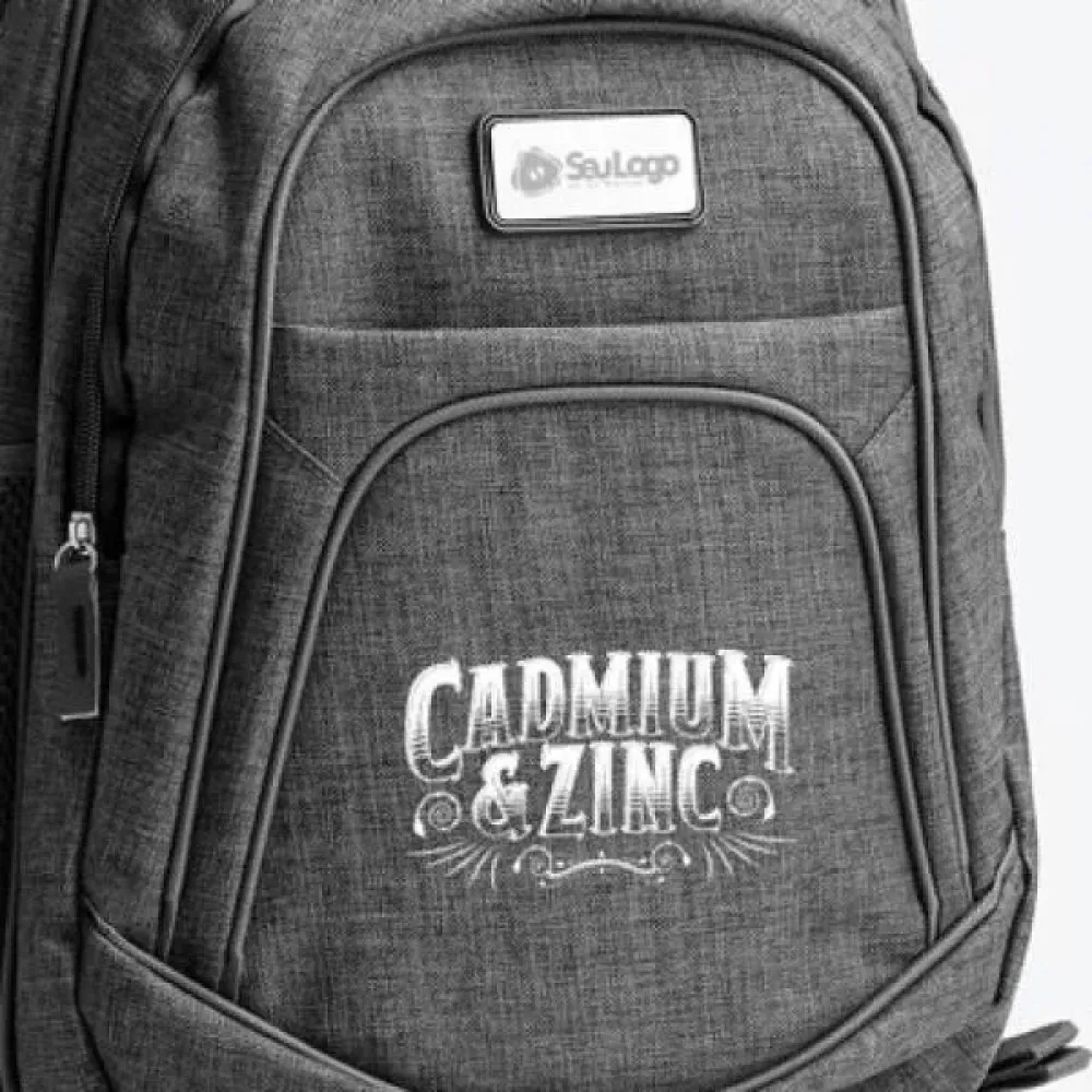 MOCHILA EM POLIÉSTER 300D - MELANGE CINZA