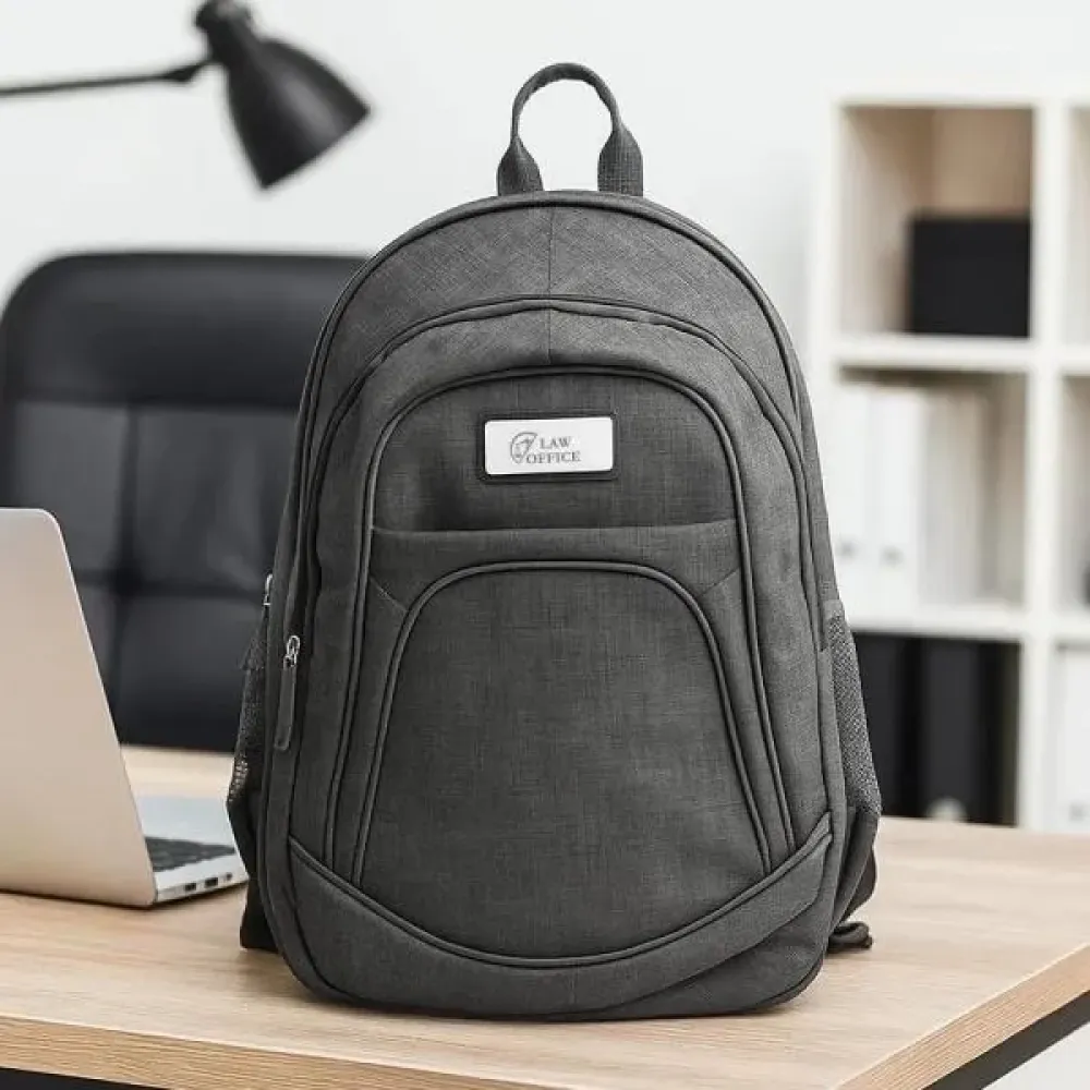 MOCHILA EM POLIÉSTER 300D - MELANGE CINZA