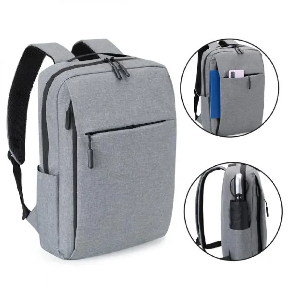 MOCHILA EM POLIÉSTER 300D - MELANGE CINZA - 14L-MA-01412