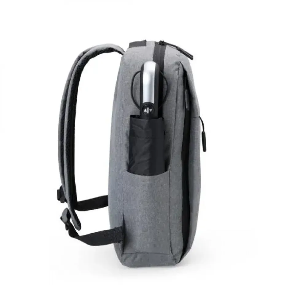 MOCHILA EM POLIÉSTER 300D - MELANGE CINZA - 14L
