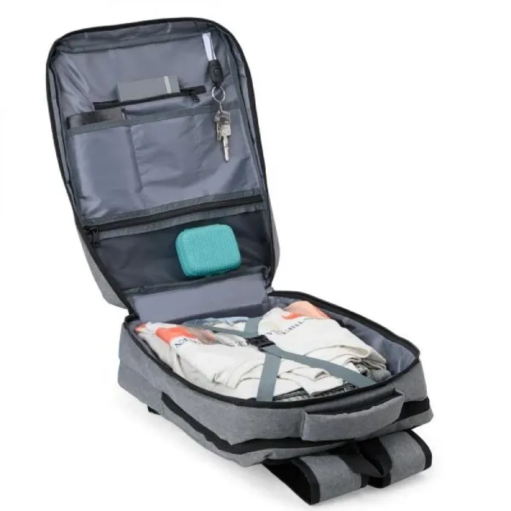 MOCHILA EM POLIÉSTER 300D - MELANGE CINZA - 18L