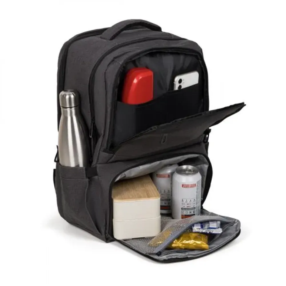 MOCHILA COM BOLSO TÉRMICO EM RPET - CINZA ESCURO - 24L