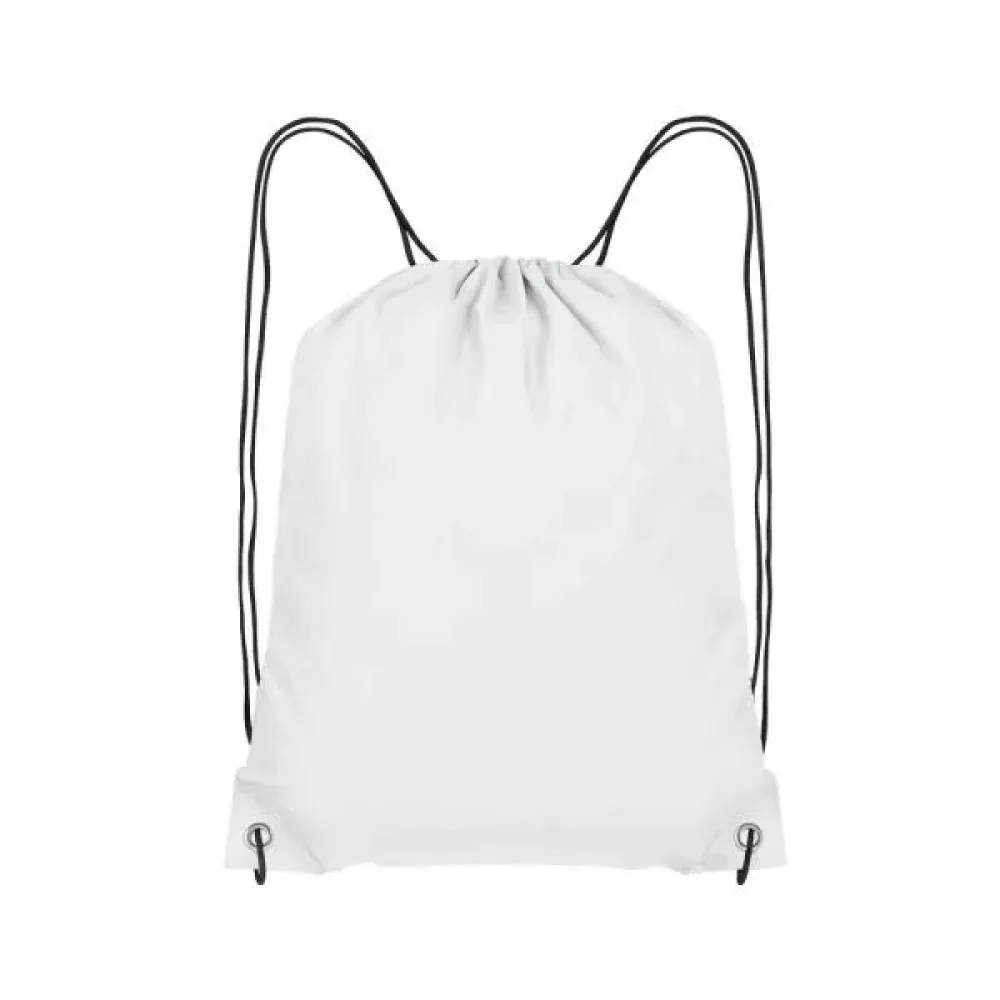 MOCHILA SACOLA EM NYLON 190D - BRANCA - 42X32CM