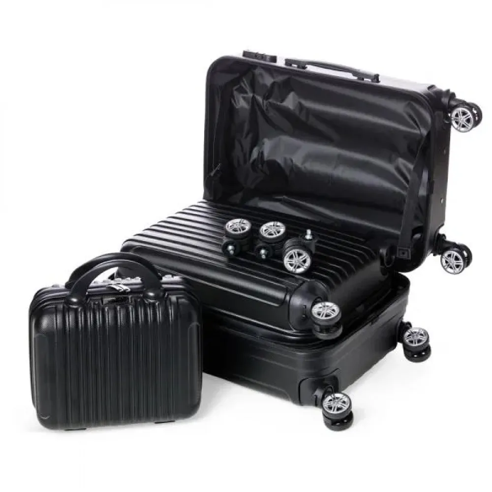 KIT MALAS DE VIAGEM E FRASQUEIRA EM ABS RÍGIDO - 3 PÇS-MA-05321-SM