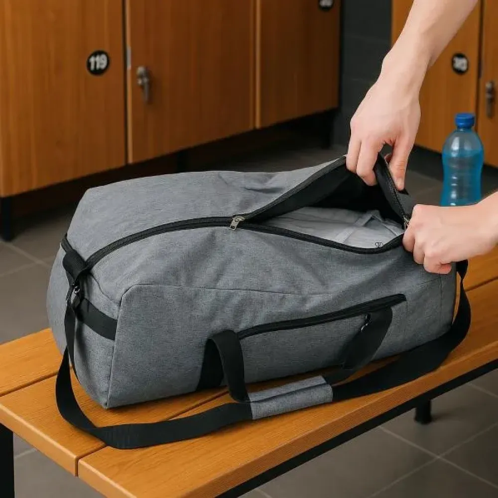 MALA ESPORTIVA EM POLYESTER 300D - MELANGE CINZA - 31L